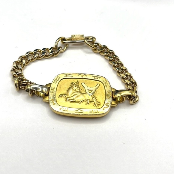 Taurus Bracelet Curb Chain MCM  Unisex Bracelet Gold tone vintage - Picture 8 of 13